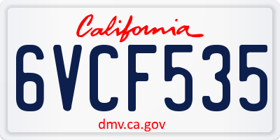 CA license plate 6VCF535