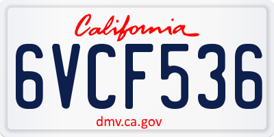 CA license plate 6VCF536