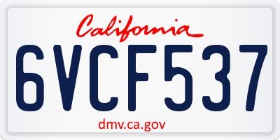 CA license plate 6VCF537