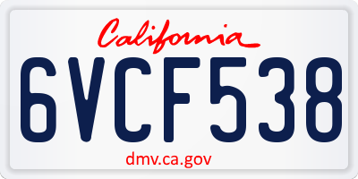 CA license plate 6VCF538