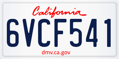 CA license plate 6VCF541