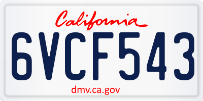 CA license plate 6VCF543