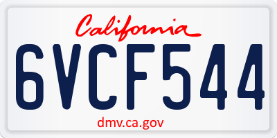 CA license plate 6VCF544