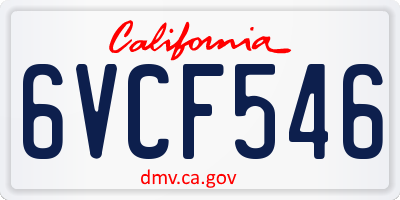 CA license plate 6VCF546