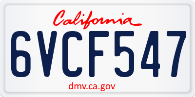 CA license plate 6VCF547