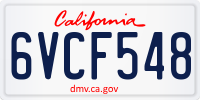 CA license plate 6VCF548