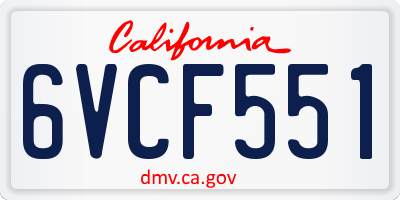 CA license plate 6VCF551