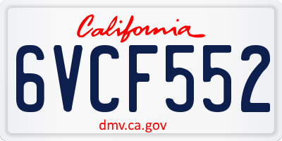 CA license plate 6VCF552