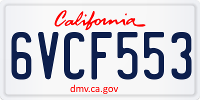 CA license plate 6VCF553