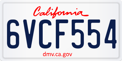 CA license plate 6VCF554