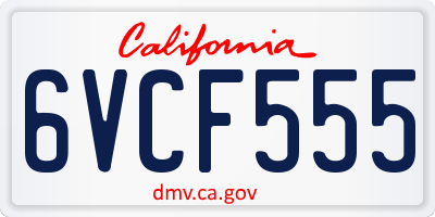 CA license plate 6VCF555