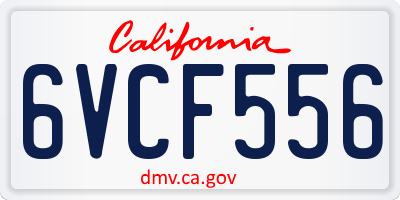 CA license plate 6VCF556
