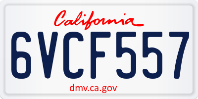 CA license plate 6VCF557