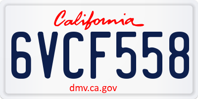 CA license plate 6VCF558