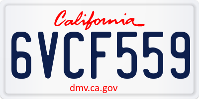 CA license plate 6VCF559