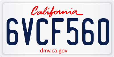 CA license plate 6VCF560
