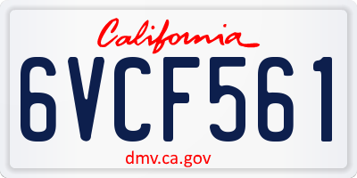 CA license plate 6VCF561