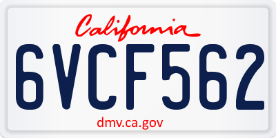 CA license plate 6VCF562