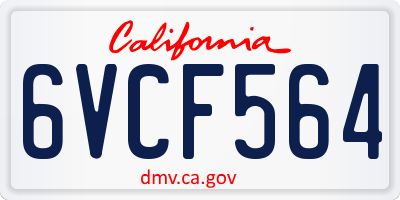 CA license plate 6VCF564