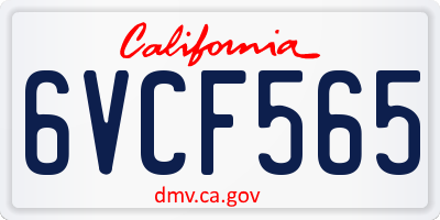 CA license plate 6VCF565