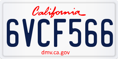 CA license plate 6VCF566