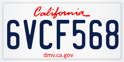 CA license plate 6VCF568