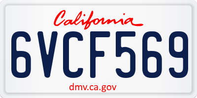 CA license plate 6VCF569