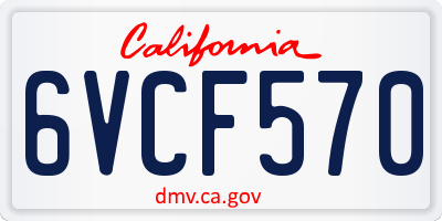CA license plate 6VCF570