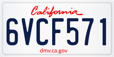 CA license plate 6VCF571