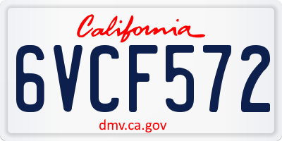 CA license plate 6VCF572