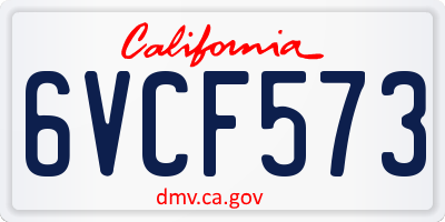 CA license plate 6VCF573