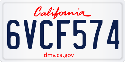 CA license plate 6VCF574