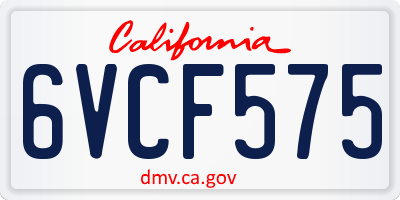 CA license plate 6VCF575