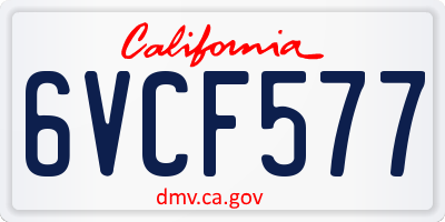 CA license plate 6VCF577
