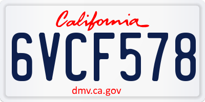 CA license plate 6VCF578