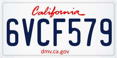 CA license plate 6VCF579