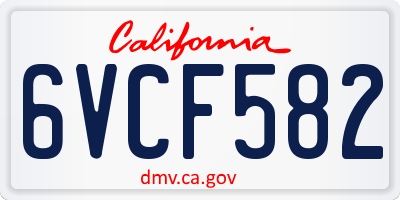 CA license plate 6VCF582