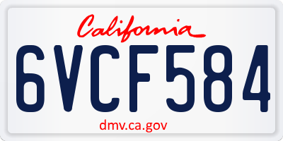 CA license plate 6VCF584