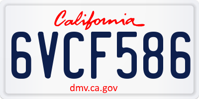 CA license plate 6VCF586