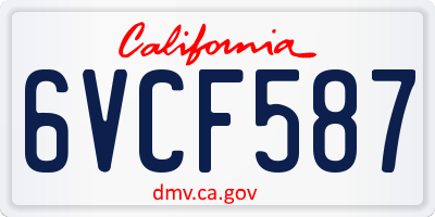 CA license plate 6VCF587