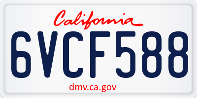 CA license plate 6VCF588