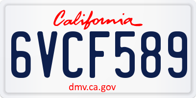 CA license plate 6VCF589