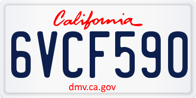 CA license plate 6VCF590