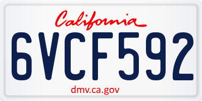 CA license plate 6VCF592