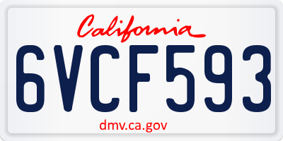 CA license plate 6VCF593