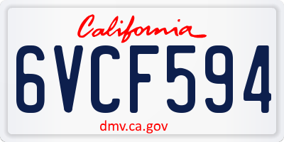 CA license plate 6VCF594