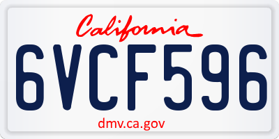 CA license plate 6VCF596