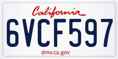 CA license plate 6VCF597