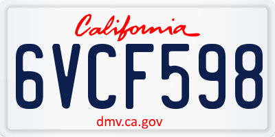 CA license plate 6VCF598