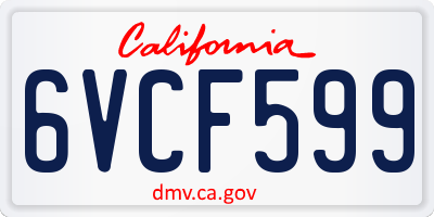 CA license plate 6VCF599
